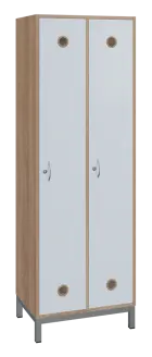 SSLN - 180 - 60 šatní skříň 2-dvéřová, 1800x600x400 mm, kovové nohy, korpus dub bardolino, dvířka bí